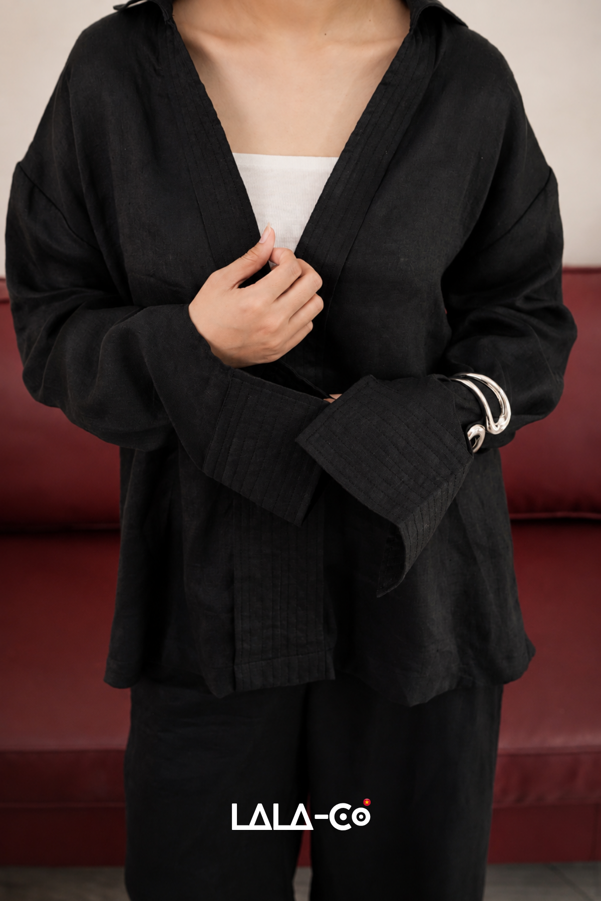 V-Neck Linen Set - Image 4